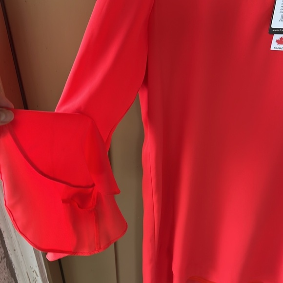 Frank Lyman Fire Woven Shift Dress New w Tags size 10 Flounce Sleeves - Picture 8 of 9